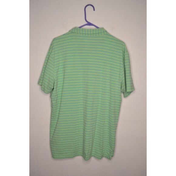Peter Millar Men's Large Green Striped Golf Polo Shirt -READ - Picture 4 of 10